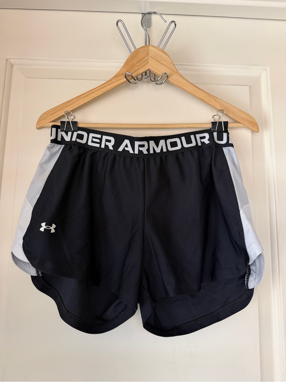 Under Armour Black Athletic Shorts with White Side Panels